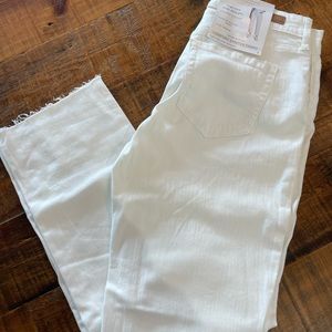 White high rise crop straight jeans
